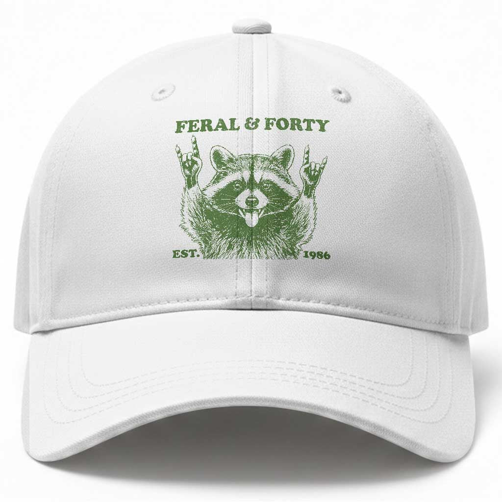 Raccoon 40th Birthday Baseball Cap Funny Feral And Forty Vintage 1986 40 Year Old Gift TS10 Print Your Wear