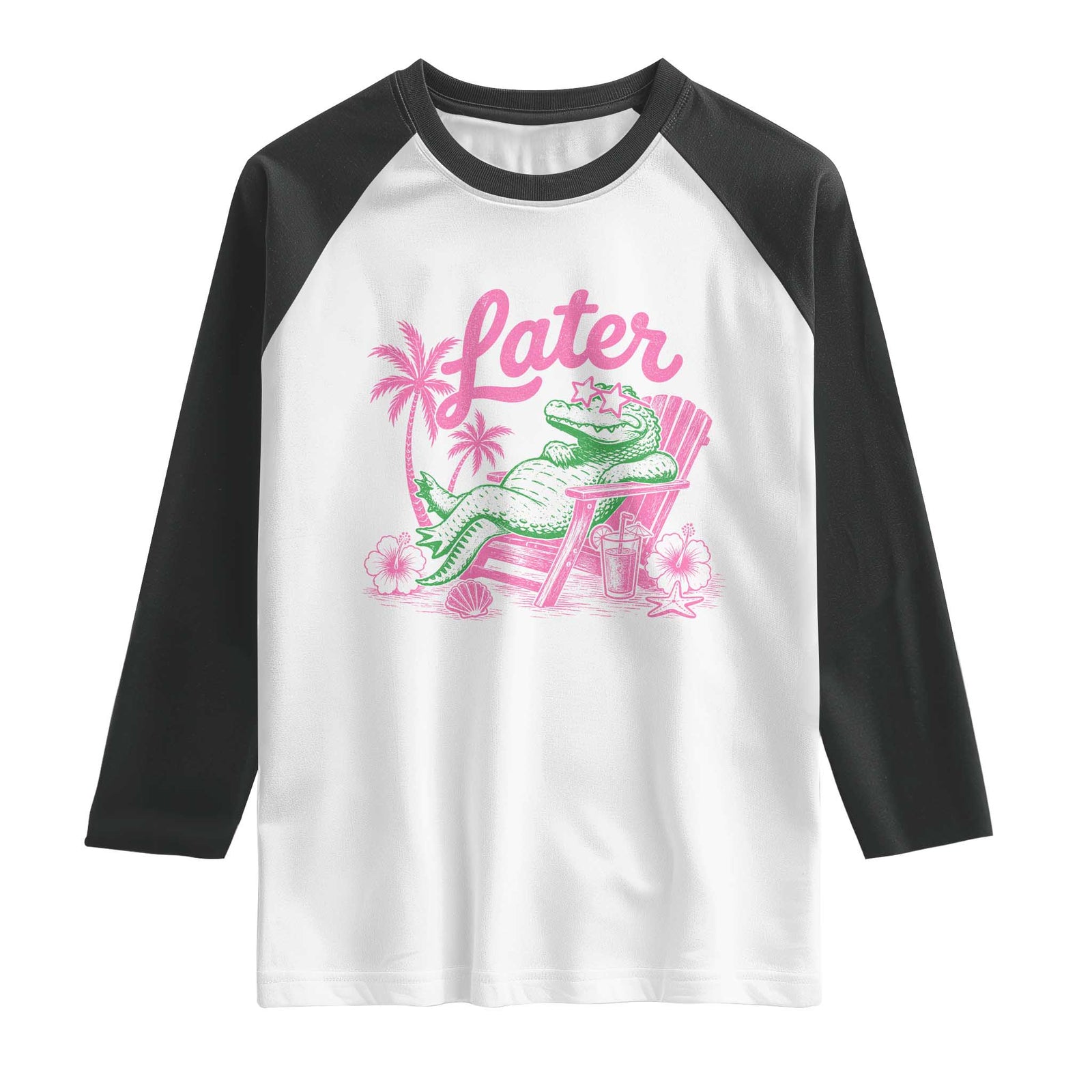 Later Gator Funny Alligator Meme Raglan Shirt Last Day of School Summer Vacation Teachers Kids TS10 White Black Print Your Wear