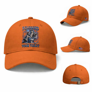 I Clogged Your Toilet Alpha Wolf Meme Baseball Cap Funny Unhinged Stupid Brainrot TS10 Baseball Cap Universal Fit Orange Print Your Wear