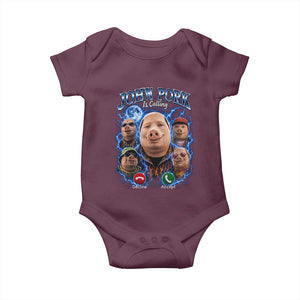 John Pork Calling Baby Onesie Funny Answer Call Phone Brainrot Meme Vintage Bootleg Graphic TS10 Maroon Print Your Wear