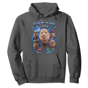 John Pork Calling Hoodie Funny Answer Call Phone Brainrot Meme Vintage Bootleg Graphic TS10 Dark Heather Print Your Wear