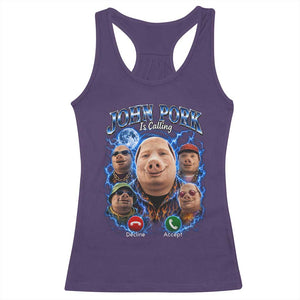 John Pork Calling Racerback Tank Top Funny Answer Call Phone Brainrot Meme Vintage Bootleg Graphic TS10 Purple Print Your Wear