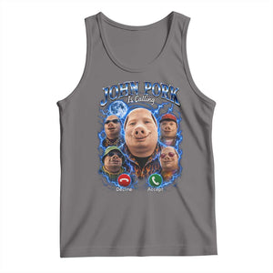 John Pork Calling Tank Top Funny Answer Call Phone Brainrot Meme Vintage Bootleg Graphic TS10 Deep Heather Print Your Wear