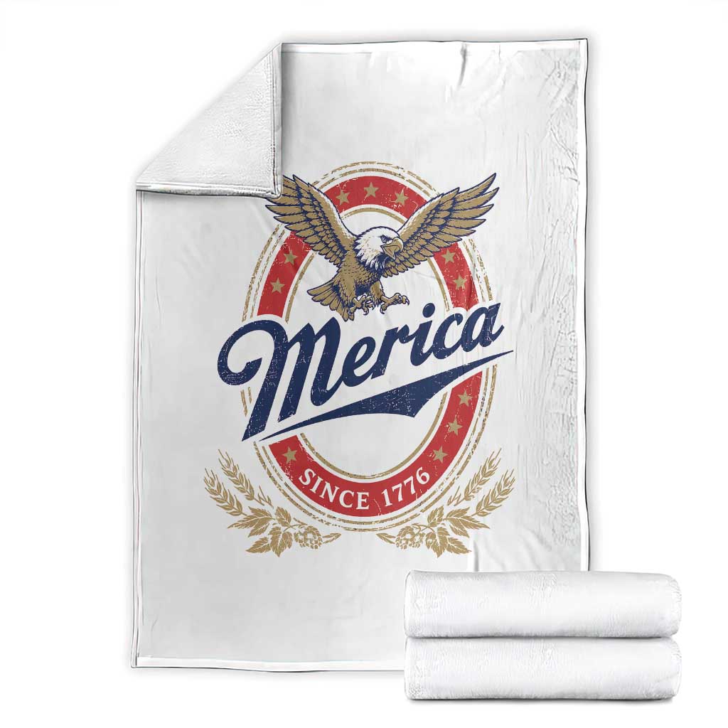 Retro Merica Eagle Funny 4th Of July Throw Blanket Vintage Independence Day 1776 TS10 White Print Your Wear