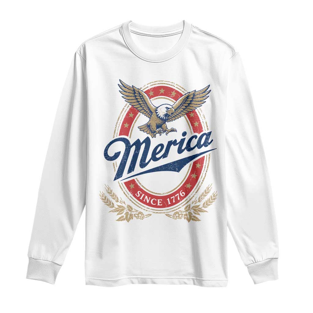 Retro Merica Eagle Funny 4th Of July Long Sleeve Shirt Vintage Independence Day 1776 TS10 White Print Your Wear