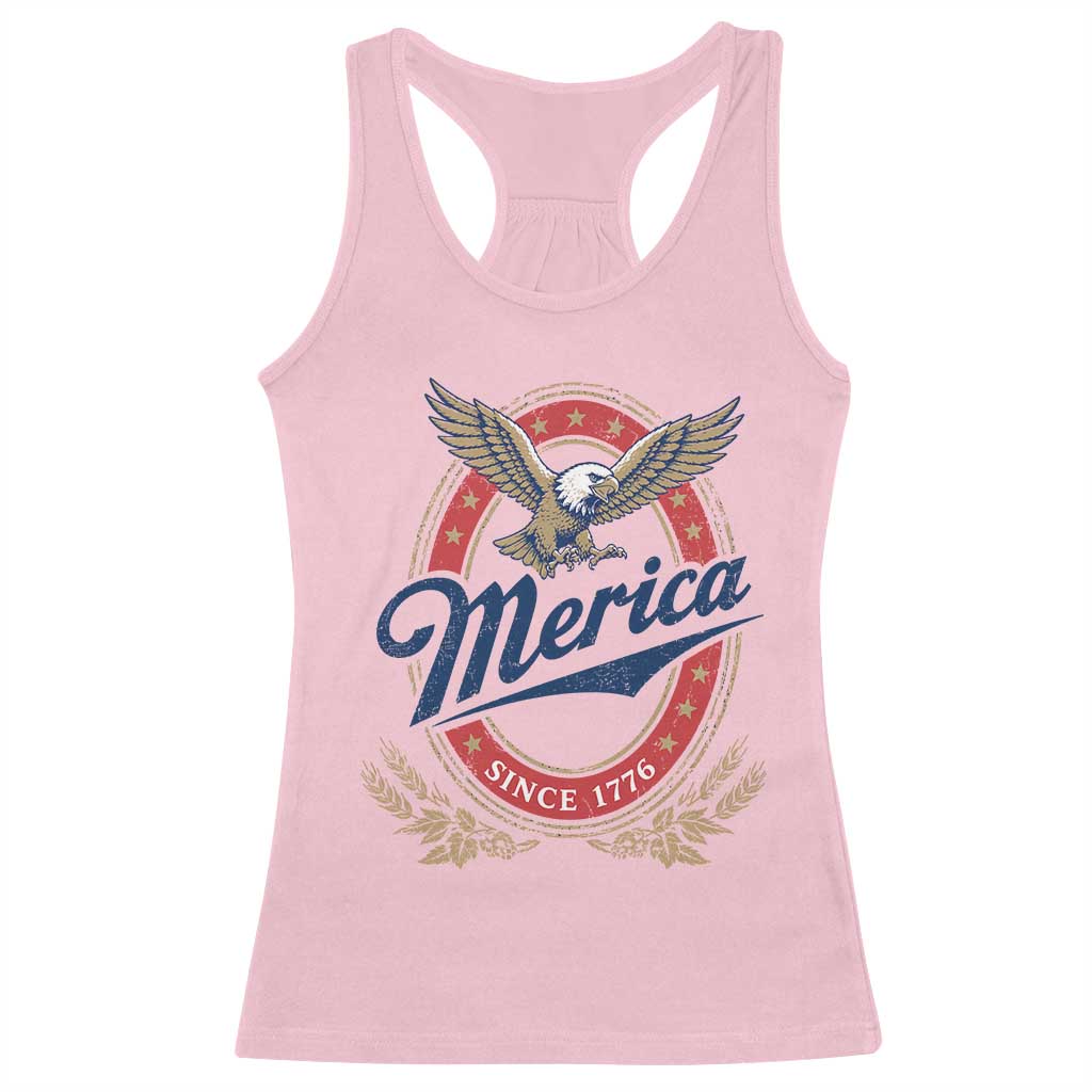 Retro Merica Eagle Funny 4th Of July Racerback Tank Top Vintage Independence Day 1776 TS10 Light Pink Print Your Wear