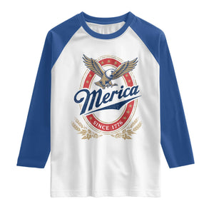 Retro Merica Eagle Funny 4th Of July Raglan Shirt Vintage Independence Day 1776 TS10 White Royal Print Your Wear