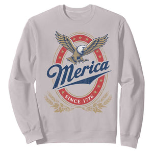 Retro Merica Eagle Funny 4th Of July Sweatshirt Vintage Independence Day 1776 TS10 Ice Gray Print Your Wear