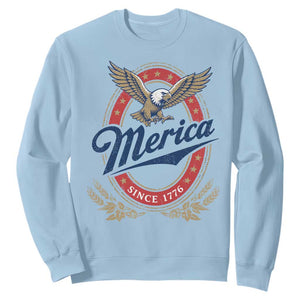 Retro Merica Eagle Funny 4th Of July Sweatshirt Vintage Independence Day 1776 TS10 Light Blue Print Your Wear