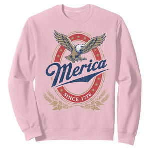 Retro Merica Eagle Funny 4th Of July Sweatshirt Vintage Independence Day 1776 TS10 Light Pink Print Your Wear