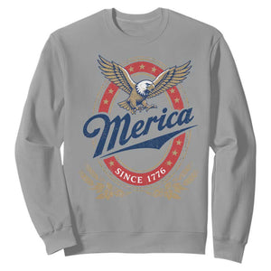 Retro Merica Eagle Funny 4th Of July Sweatshirt Vintage Independence Day 1776 TS10 Sport Gray Print Your Wear