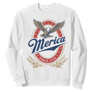 Retro Merica Eagle Funny 4th Of July Sweatshirt Vintage Independence Day 1776 TS10 White Print Your Wear