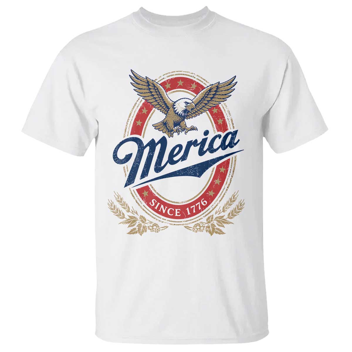 Retro Merica Eagle Funny 4th Of July T Shirt Vintage Independence Day 1776 TS10 White Print Your Wear