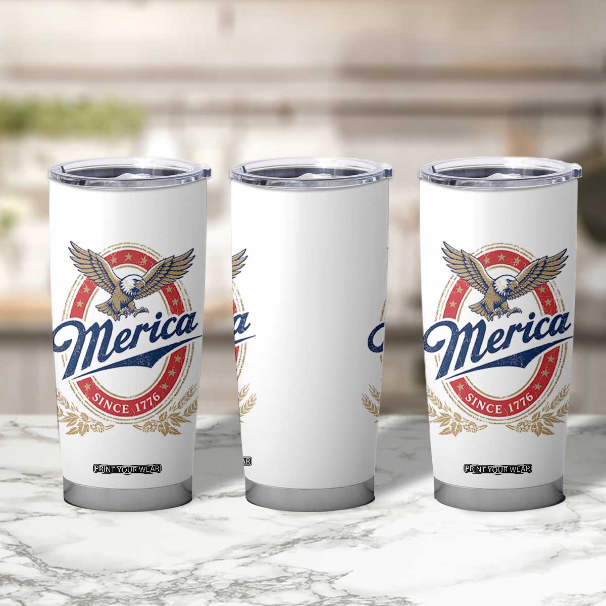 Retro Merica Eagle Funny 4th Of July Tumbler Cup Vintage Independence Day 1776 TS10 Print Your Wear