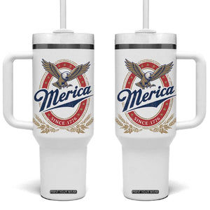 Retro Merica Eagle Funny 4th Of July Tumbler With Handle Vintage Independence Day 1776 TS10 One Size: 40 oz White Print Your Wear