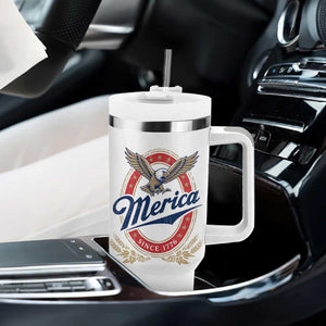 Retro Merica Eagle Funny 4th Of July Tumbler With Handle Vintage Independence Day 1776 TS10 Print Your Wear
