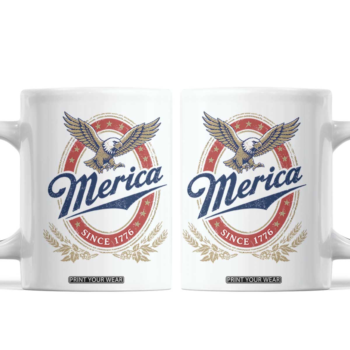 Retro Merica Eagle Funny 4th Of July Coffee Mug Vintage Independence Day 1776 TS10 White Print Your Wear