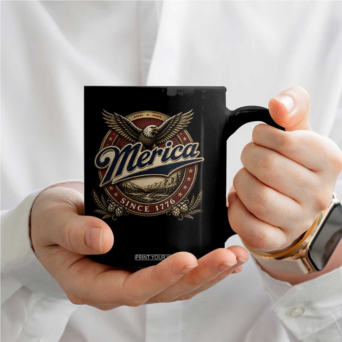 Retro Merica Eagle 4th Of July Coffee Mug Vintage 1776 Independence Day TS10 Print Your Wear