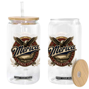 Retro Merica Eagle 4th Of July Glass Can Vintage 1776 Independence Day TS10 Print Your Wear