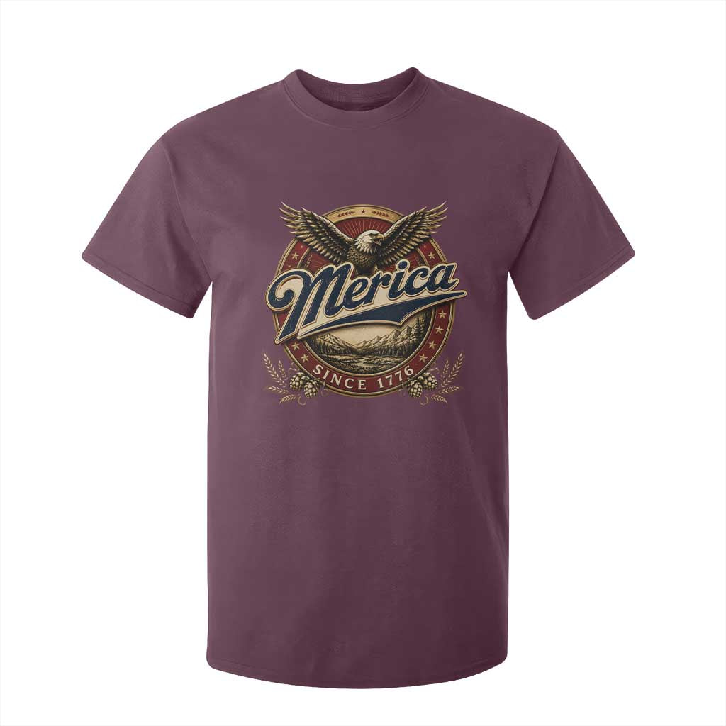 Retro Merica Eagle 4th Of July T Shirt For Kid Vintage 1776 Independence Day TS10 Maroon Print Your Wear