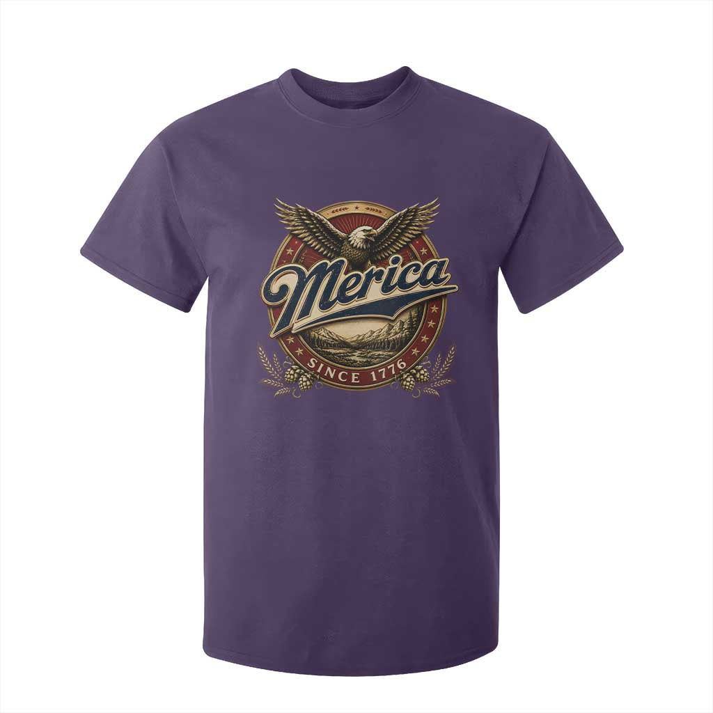 Retro Merica Eagle 4th Of July T Shirt For Kid Vintage 1776 Independence Day TS10 Purple Print Your Wear