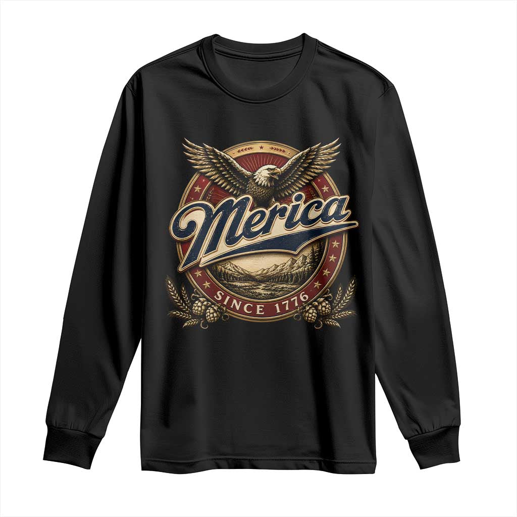 Retro Merica Eagle 4th Of July Long Sleeve Shirt Vintage 1776 Independence Day TS10 Black Print Your Wear