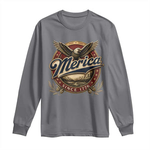 Retro Merica Eagle 4th Of July Long Sleeve Shirt Vintage 1776 Independence Day TS10 Charcoal Print Your Wear