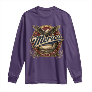 Retro Merica Eagle 4th Of July Long Sleeve Shirt Vintage 1776 Independence Day TS10 Purple Print Your Wear