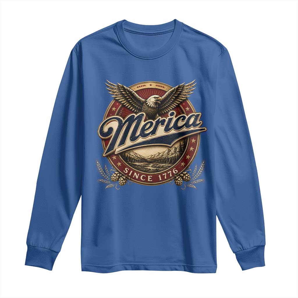 Retro Merica Eagle 4th Of July Long Sleeve Shirt Vintage 1776 Independence Day TS10 Royal Blue Print Your Wear