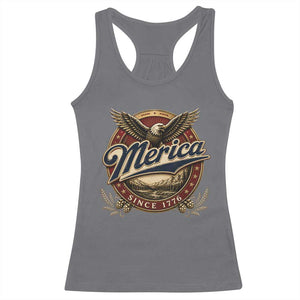 Retro Merica Eagle 4th Of July Racerback Tank Top Vintage 1776 Independence Day TS10 Charcoal Print Your Wear