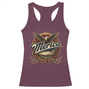 Retro Merica Eagle 4th Of July Racerback Tank Top Vintage 1776 Independence Day TS10 Maroon Print Your Wear