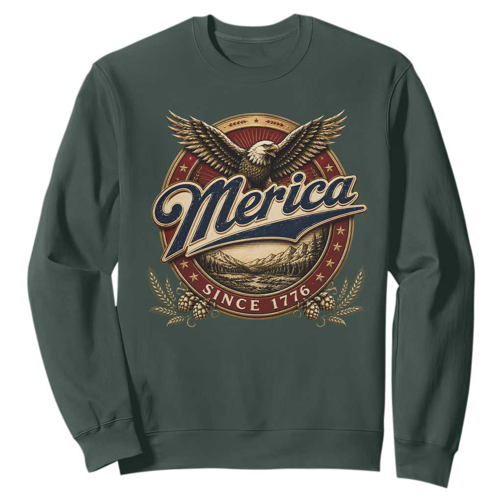 Retro Merica Eagle 4th Of July Sweatshirt Vintage 1776 Independence Day TS10 Dark Forest Green Print Your Wear