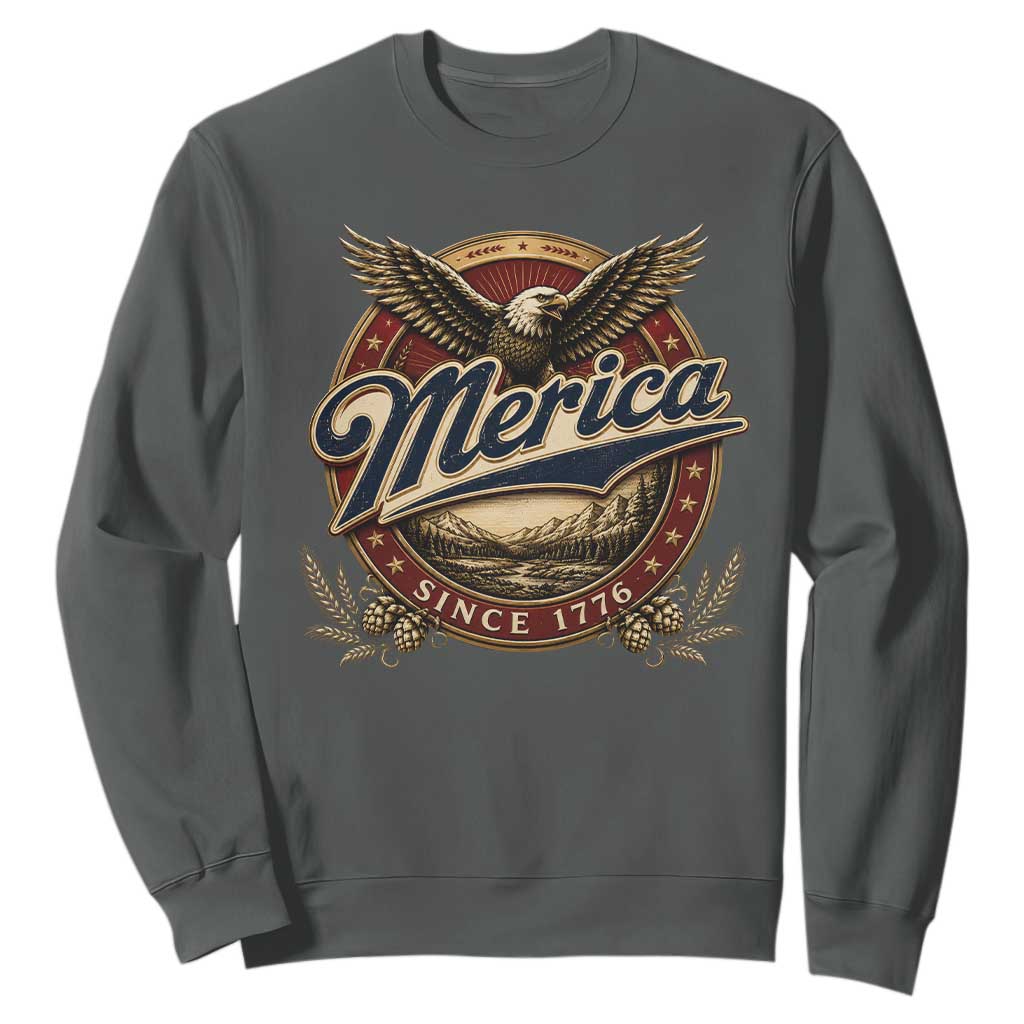 Retro Merica Eagle 4th Of July Sweatshirt Vintage 1776 Independence Day TS10 Dark Heather Print Your Wear