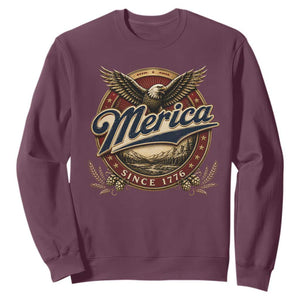 Retro Merica Eagle 4th Of July Sweatshirt Vintage 1776 Independence Day TS10 Maroon Print Your Wear