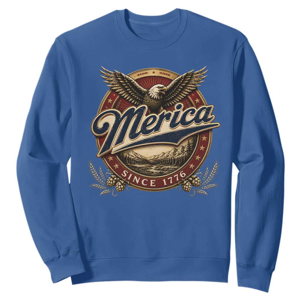 Retro Merica Eagle 4th Of July Sweatshirt Vintage 1776 Independence Day TS10 Royal Blue Print Your Wear