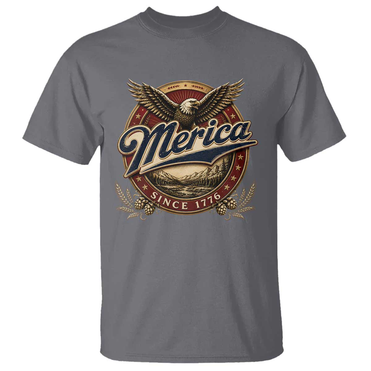 Retro Merica Eagle 4th Of July T Shirt Vintage 1776 Independence Day TS10 Charcoal Print Your Wear