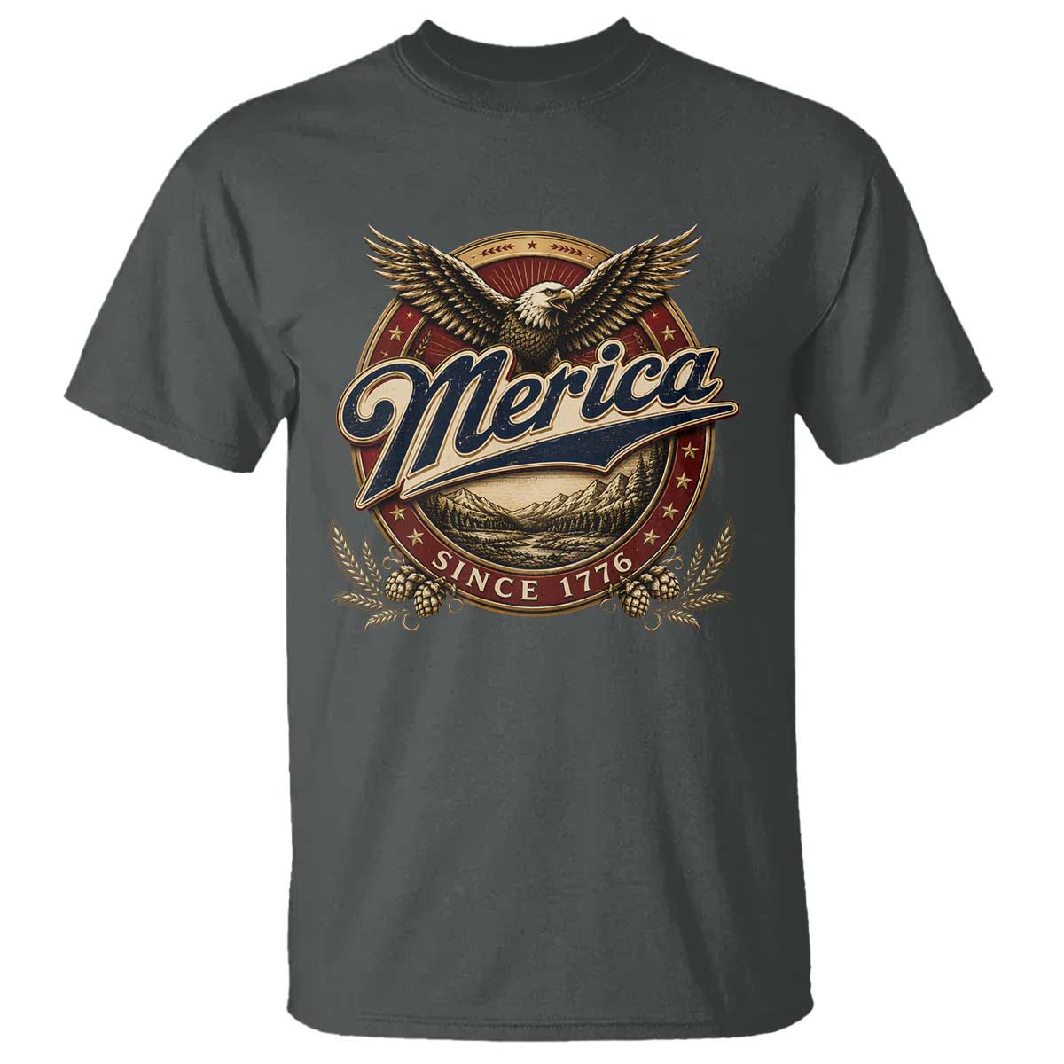 Retro Merica Eagle 4th Of July T Shirt Vintage 1776 Independence Day TS10 Dark Heather Print Your Wear