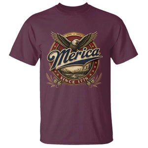 Retro Merica Eagle 4th Of July T Shirt Vintage 1776 Independence Day TS10 Maroon Print Your Wear