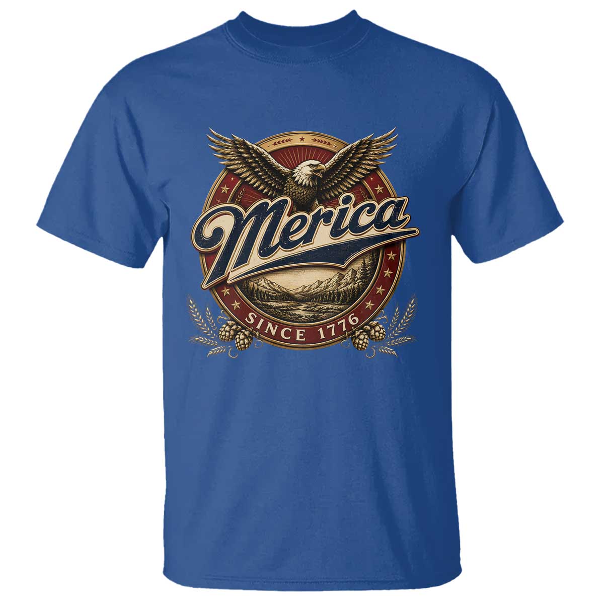 Retro Merica Eagle 4th Of July T Shirt Vintage 1776 Independence Day TS10 Royal Blue Print Your Wear