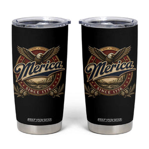 Retro Merica Eagle 4th Of July Tumbler Cup Vintage 1776 Independence Day TS10 Black Print Your Wear