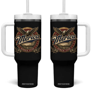 Retro Merica Eagle 4th Of July Tumbler With Handle Vintage 1776 Independence Day TS10 One Size: 40 oz Black Print Your Wear