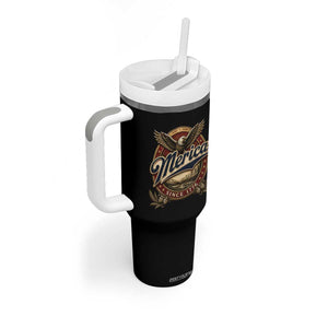Retro Merica Eagle 4th Of July Tumbler With Handle Vintage 1776 Independence Day TS10 Print Your Wear