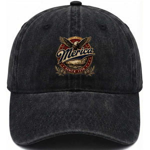 Retro Merica Eagle 4th Of July Washed Cotton Baseball Cap Vintage 1776 Independence Day TS10 Print Your Wear