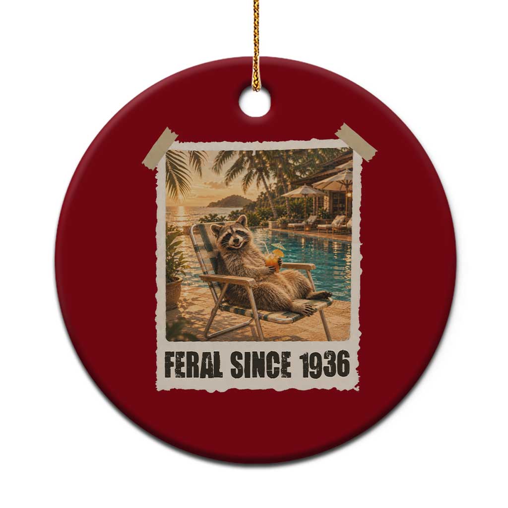 Funny Raccoon Feral Since 1936 90th Birthday Ceramic Ornament Vintage 90 Year Old Gift TS10 1pc Red Print Your Wear