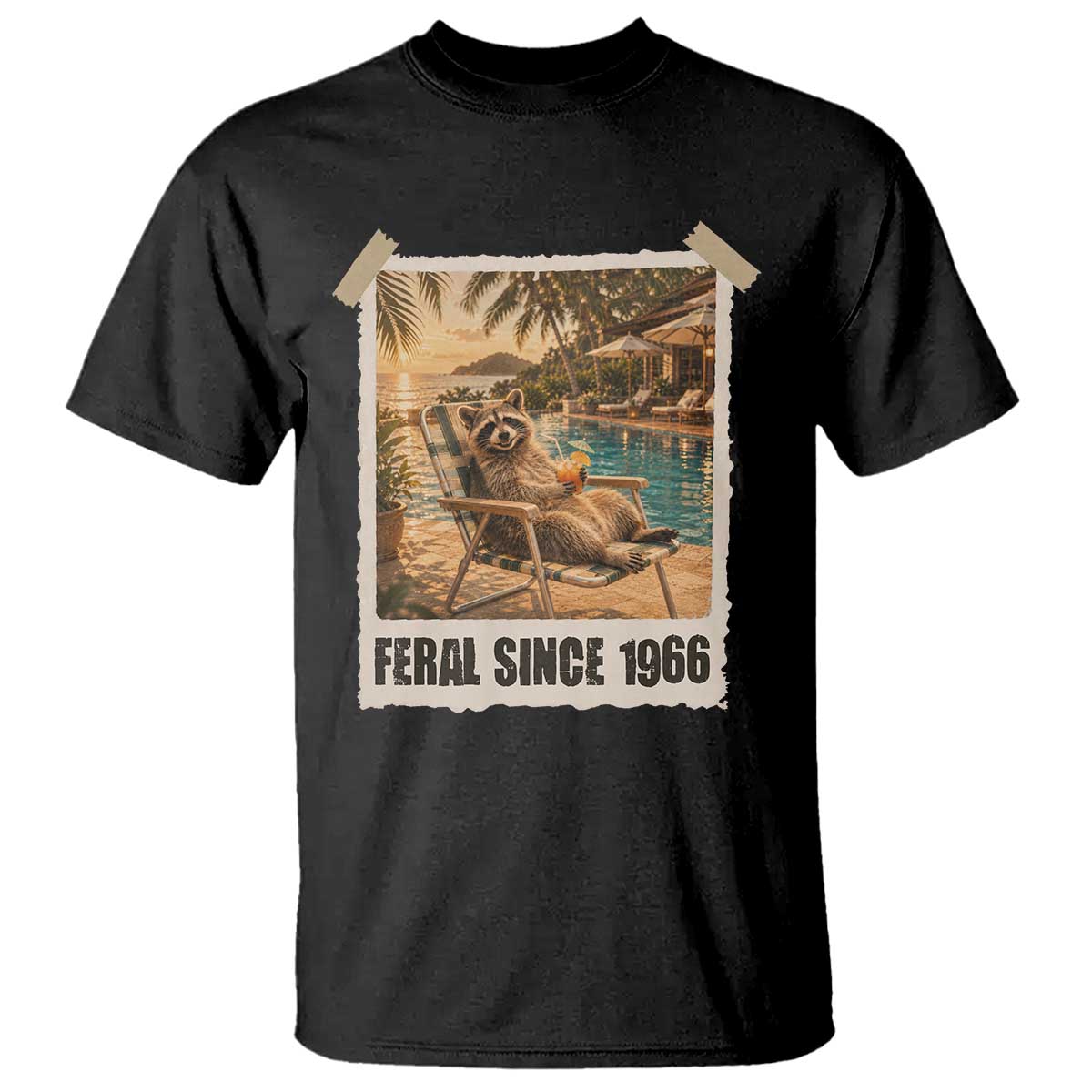 Funny Raccoon Feral Since 1966 60th Birthday T Shirt Vintage 60 Year Old Gift TS10 Black Print Your Wear