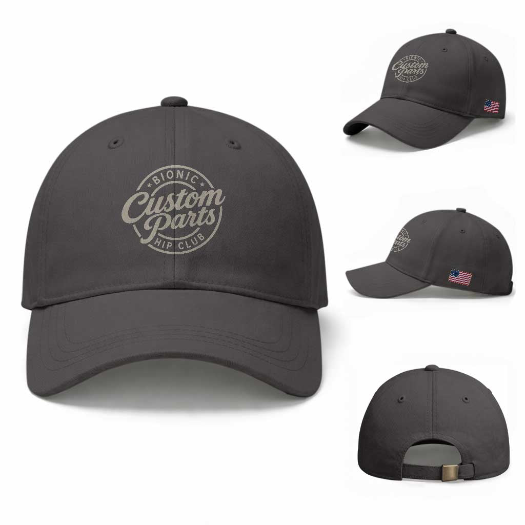 Bionic Hip Club Custom Parts Funny Hip Replacement Surgery Gift Baseball Cap TS10 Baseball Cap Universal Fit Dark Gray Print Your Wear