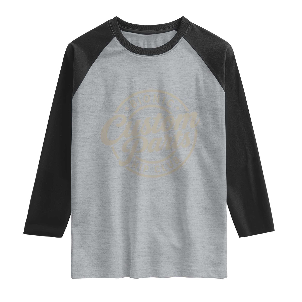Bionic Hip Club Custom Parts Funny Hip Replacement Surgery Gift Raglan Shirt TS10 Heather Gray Black Print Your Wear