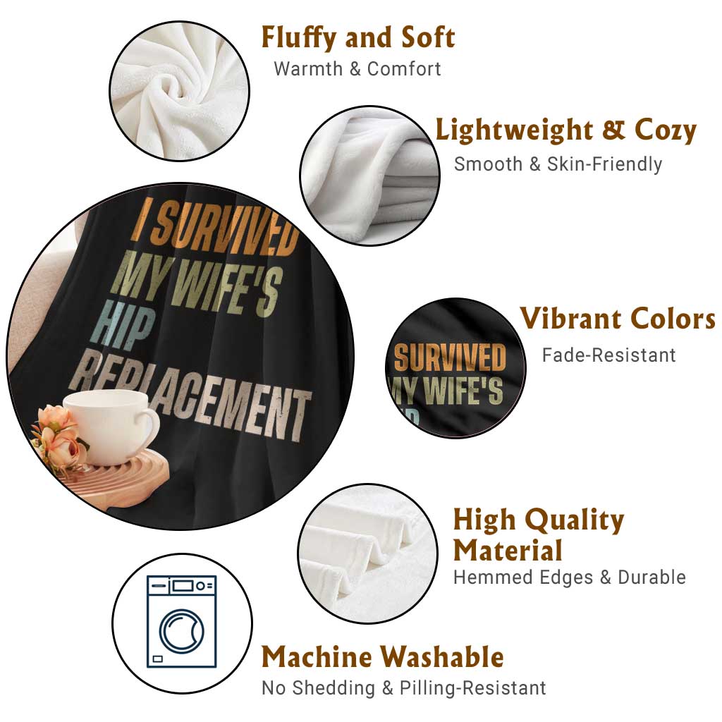 I Survived My Wifes Hip Replacement Funny Husband Throw Blanket TS10 Print Your Wear