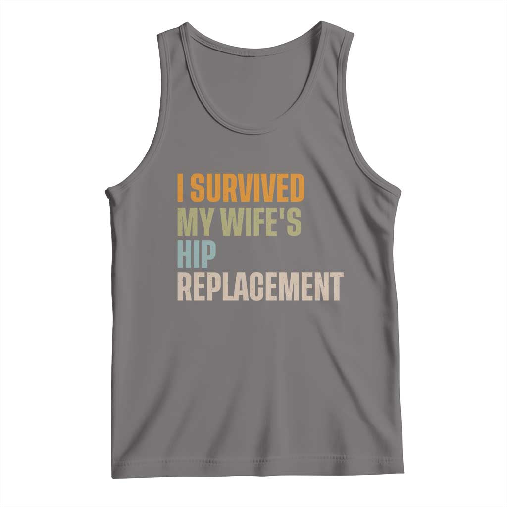 I Survived My Wifes Hip Replacement Funny Husband Tank Top TS10 Deep Heather Print Your Wear