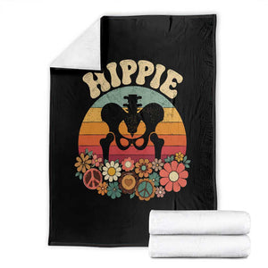 Hip Replacement Recovery Throw Blanket Hippie 70s Retro Sunset Floral Anatomy Graphic TS10 Black Print Your Wear
